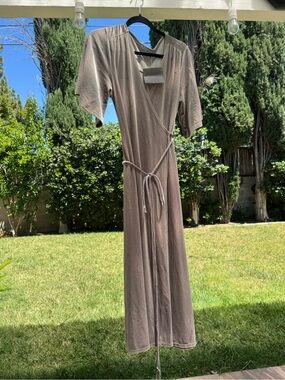 Zara Taupe Wrap Maxi Dress